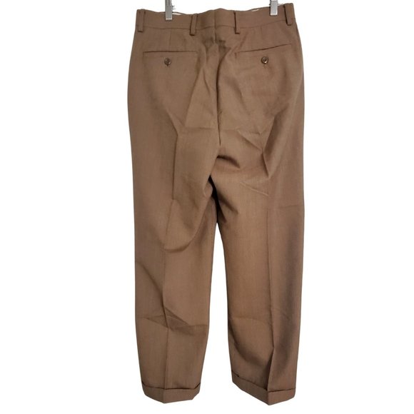 Louis Raphael Men's Dress Pants Size 32W x 30L Beige Cuffed Front Pleated - Picture 9 of 13